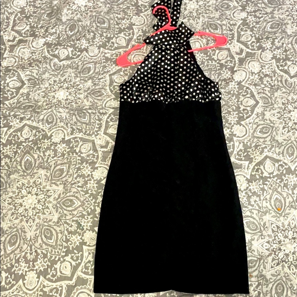 Cute polka dot and black mini dress